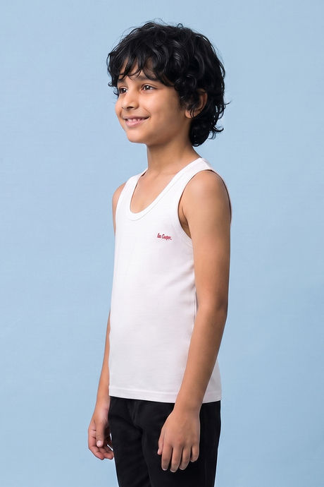 Lee Cooper Boys Solid Vest (Pack of 2) - Bright White — image 3